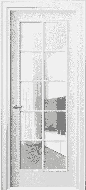 Дверь межкомнатная 8102 МБЛ Прозрачное стекло. Цвет Матовый белоснежный. Материал Гладкая эмаль. Коллекция Paris. Картинка.