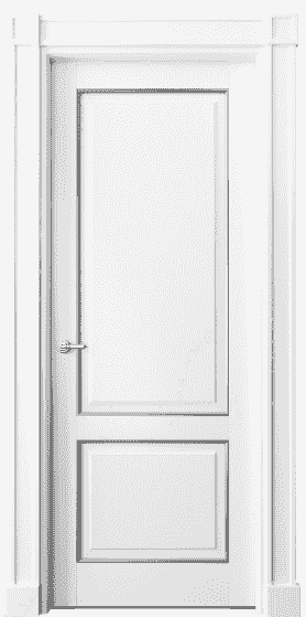 Дверь межкомнатная 6303 ББЛС . Цвет Бук белоснежный с серебром. Материал  Массив бука эмаль с патиной. Коллекция Toscana Plano. Картинка.