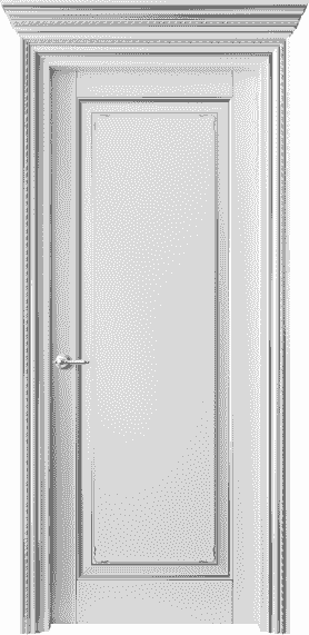 Дверь межкомнатная 6201 ББЛС. Цвет Бук белоснежный с серебром. Материал  Массив бука эмаль с патиной. Коллекция Royal. Картинка.