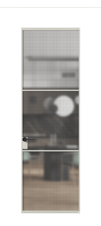 Алюминиевая дверь АЛПЛ040.03 Алюминий тёплый серый Декоративное стекло с сеткой "Mesh silver", триплекс Цена 129200  | Volhovec