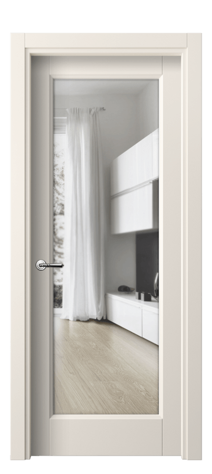 Межкомнатная дверь Галант 1402 ПЭТ кремово-белый Прозрачное стекло Цена 30960 ₽ | Volhovec