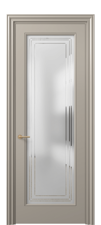 Межкомнатная дверь Mascot 8400 Матовый бисквитный Сатинированное стекло с гравировкой "Грани", триплекс Цена 68290 ₽ | Volhovec