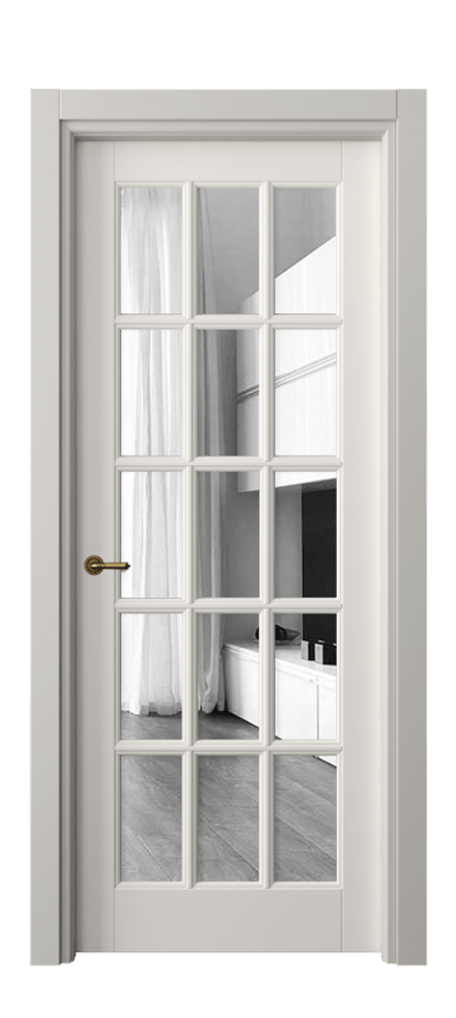 Межкомнатная дверь Toscana Grigliato 6311 Бук пудровый белый Двустороннее зеркало, триплекс Цена 97330 ₽ | Volhovec