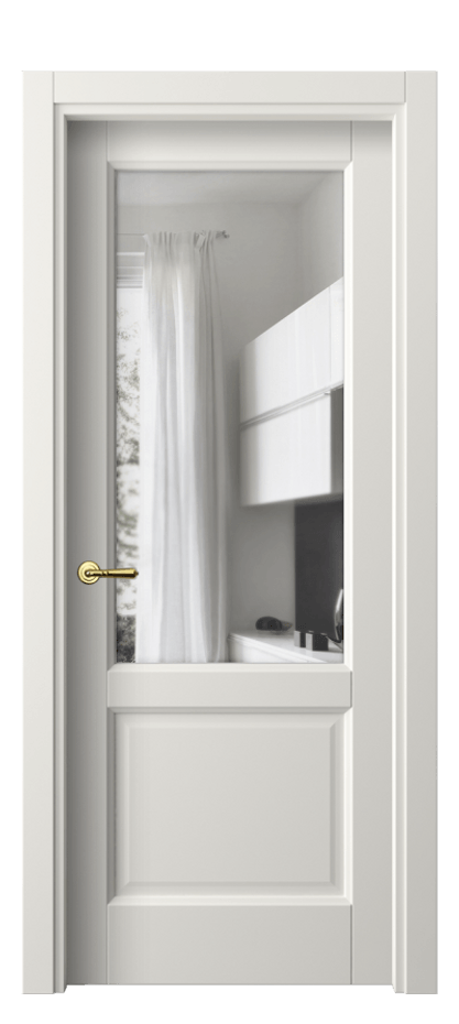 Межкомнатная дверь Galant 1422 Софт-тач белоснежный Прозрачное стекло, 4 мм Цена 26330 ₽ | Volhovec