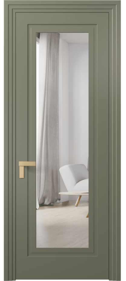 Межкомнатная дверь Rocca 8303 Матовый оливковый тёмный Двустороннее зеркало, триплекс Цена 78451 ₽ | Volhovec