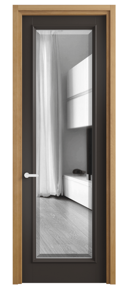 Дверь межкомнатная Charm 6702 Бук антрацит Двустороннее зеркало с фацетом, триплекс, 8 мм Узкий классический наличник БНМ Цена 89410 ₽ Наличники уже входят в базовый комплект. Фабрика дверей Волховец 8 (800) 551 43 19 Межкомнатная дверь Charm 6702 Бук антрацит Двустороннее зеркало с фацетом, триплекс, 8 мм Цена 89410 ₽ | Volhovec