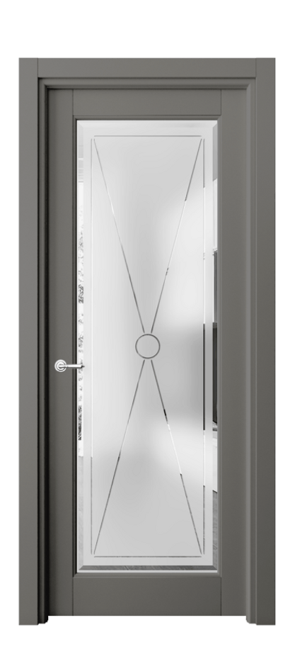 Межкомнатная дверь Тоскана Литера 6300 Матовый классический серый Сатинированное стекло с гравировкой «LITERA» Цена 106260 ₽ | Volhovec