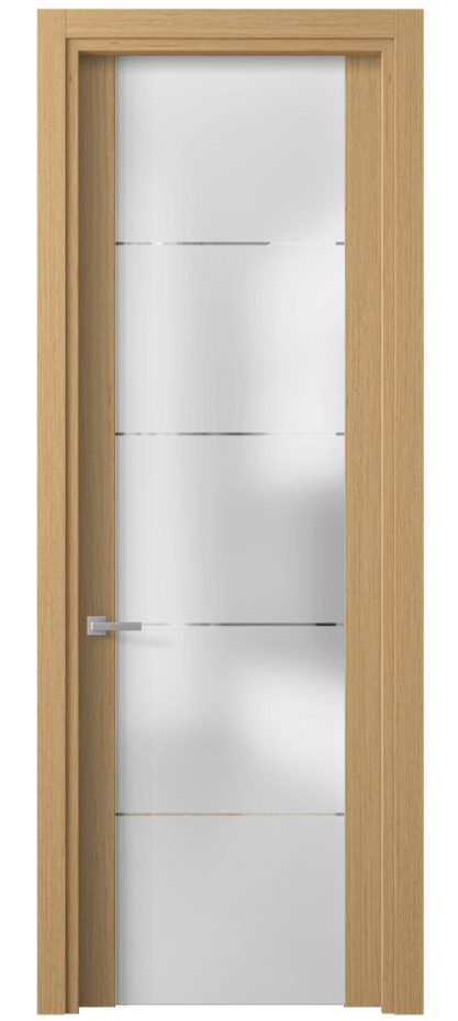 Межкомнатная дверь Planum 4114 Дуб песочный рифт матовый Сатинированное стекло с гравировкой «КВАДРО», триплекс Цена 79420 ₽ | Volhovec