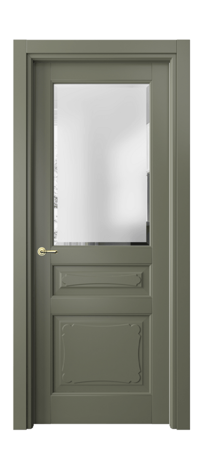 Межкомнатная дверь Тоскана Элегантэ 6324 Матовый оливковый тёмный Сатинированное стекло с фацетом Цена 113520 ₽ | Volhovec
