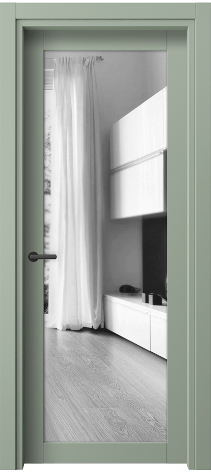 Межкомнатная дверь Нео 2102 ПЭТ светло-оливковый Двустороннее зеркало, триплекс Цена 32180 ₽ | Volhovec