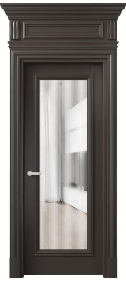 Межкомнатная дверь Антик 7300 Матовый антрацит Рифлёное стекло "Дюна", триплекс Цена 182940 ₽ | Volhovec