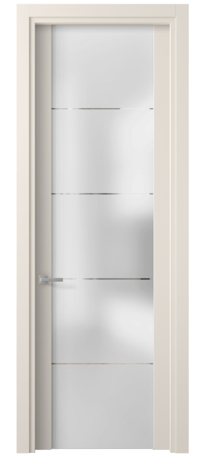 Межкомнатная дверь Planum 4114 ПЭТ кремово-белый Сатинированное стекло с гравировкой «КВАДРО», триплекс 8 мм Цена 31330 ₽ | Volhovec
