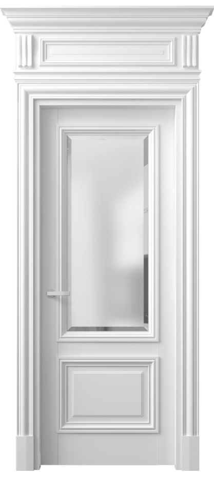 Межкомнатная дверь Антик 7302 Матовый белоснежный Сатинированное стекло с фацетом Цена 181070 ₽ | Volhovec