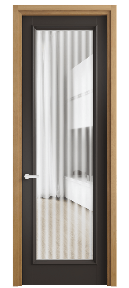 Межкомнатная дверь Шарм 6702 Матовый антрацит Рифлёное стекло "Дюна", триплекс Цена 117040 ₽ | Volhovec