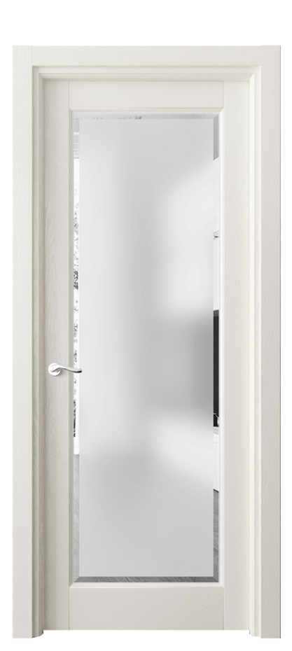 Межкомнатная дверь Лигнум 0700 Дуб жемчуг Сатинированное стекло с фацетом Цена 148280 ₽ | Volhovec