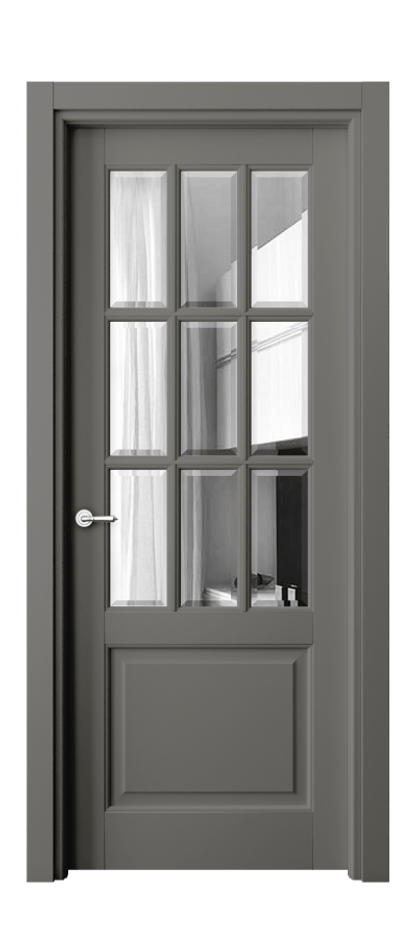 Межкомнатная дверь Тоскана Грильято 6312 Матовый классический серый Двустороннее зеркало с фацетом, триплекс Цена 133320 ₽ | Volhovec