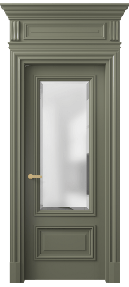 Межкомнатная дверь Antique 7306 Бук оливковый тёмный Сатинированное стекло с фацетом, 6 мм Цена 170750 ₽ | Volhovec