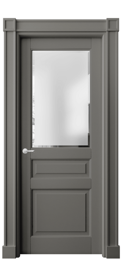 Межкомнатная дверь Тоскана Плано 6304 Матовый классический серый Сатинированное стекло с фацетом Цена 149750 ₽ | Volhovec