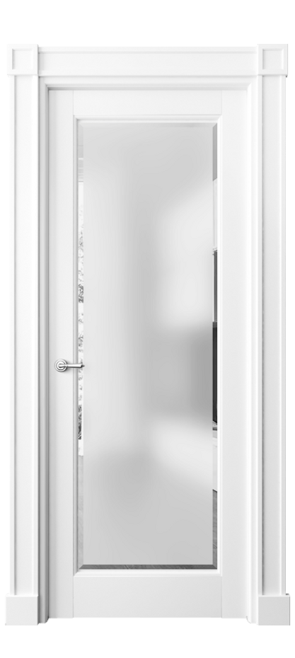 Межкомнатная дверь Toscana Plano 6300 Бук белоснежный Сатинированное стекло с фацетом Цена 109540 ₽ | Volhovec