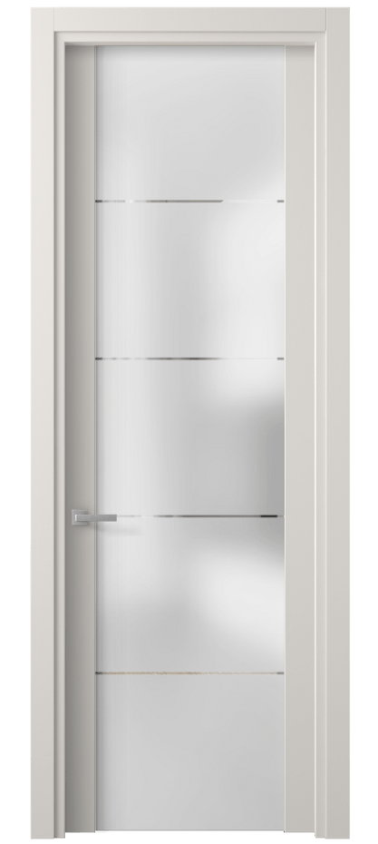 Межкомнатная дверь Планум 4114 Матовый пудровый белый Сатинированное стекло с гравировкой «КВАДРО», триплекс Цена 69080 ₽ | Volhovec