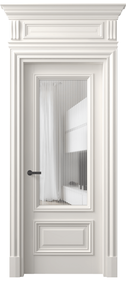 Межкомнатная дверь Антик 7306 Матовый пудровый белый Рифлёное стекло "Мору", триплекс Цена 187670 ₽ | Volhovec