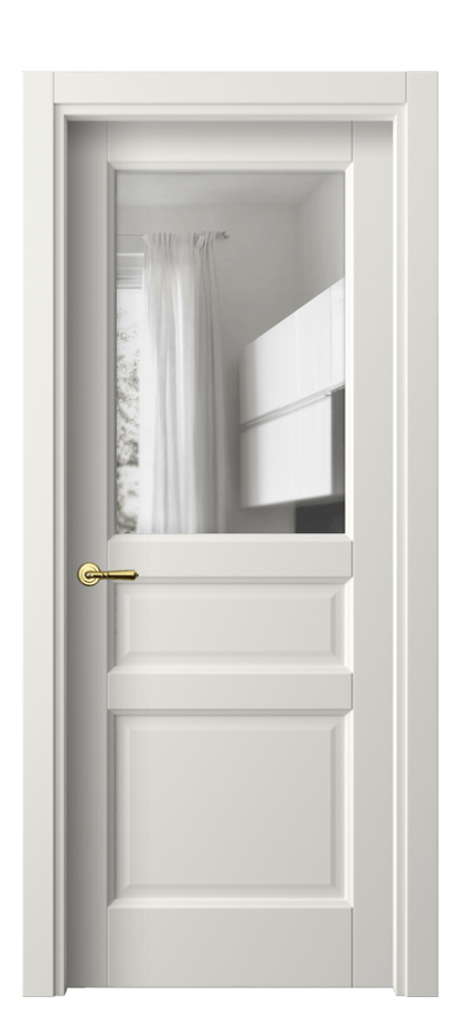 Межкомнатная дверь Galant 1432 Софт-тач белоснежный Прозрачное стекло, 4 мм Цена 26330 ₽ | Volhovec