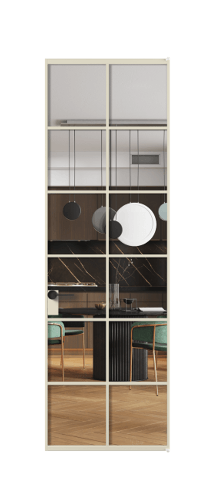 Алюминиевая дверь АЛПЛ040.05 Алюминий бежево-серый Прозрачное стекло "Кристал Вижн", калёное Цена 148420  | Volhovec