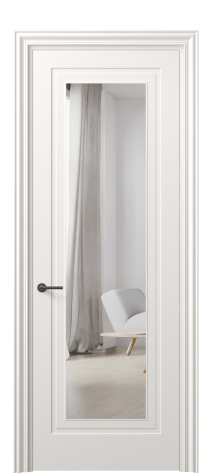 Межкомнатная дверь Mascot 8403 Матовый пудровый белый Двустороннее зеркало, триплекс Цена 86900 ₽ | Volhovec