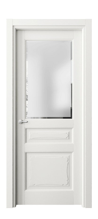 Межкомнатная дверь Тоскана Элегантэ 6324 Матовый серый Сатинированное стекло с фацетом Цена 110990 ₽ | Volhovec