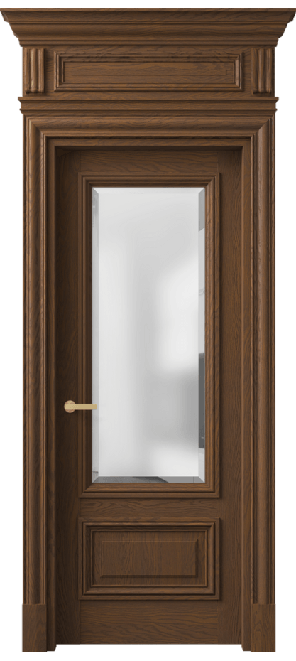 Межкомнатная дверь Антик 7306 Дуб каштановый матовый Сатинированное стекло с фацетом Цена 291440 ₽ | Volhovec