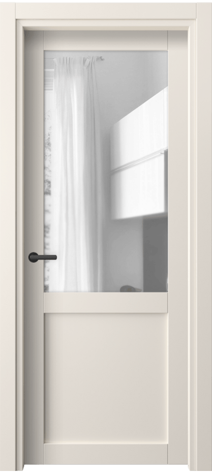 Межкомнатная дверь Neo// 2122 ПЭТ кремово-белый Прозрачное стекло, триплекс Цена 26840 ₽ | Volhovec