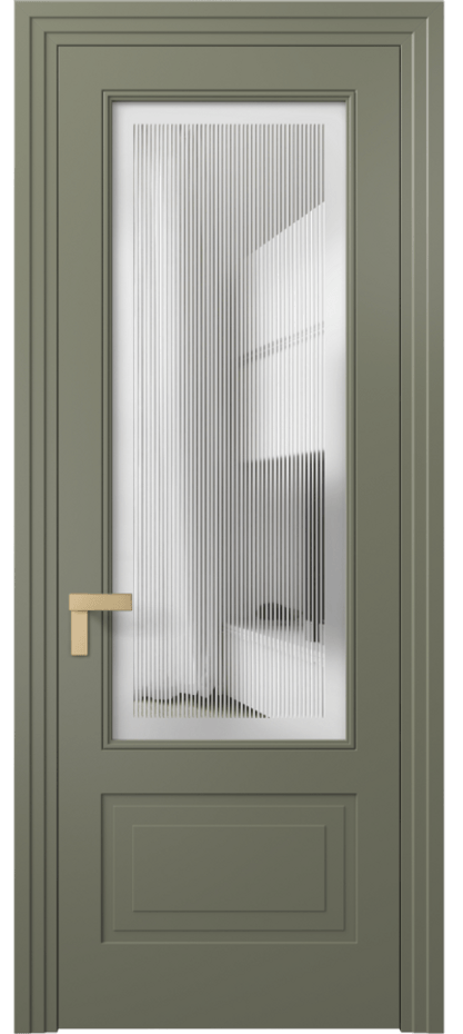 Межкомнатная дверь Рокка 8342 Матовый оливковый тёмный Сатинированное с гравировкой "Каннелюры", триплекс Цена 75174 ₽ | Volhovec