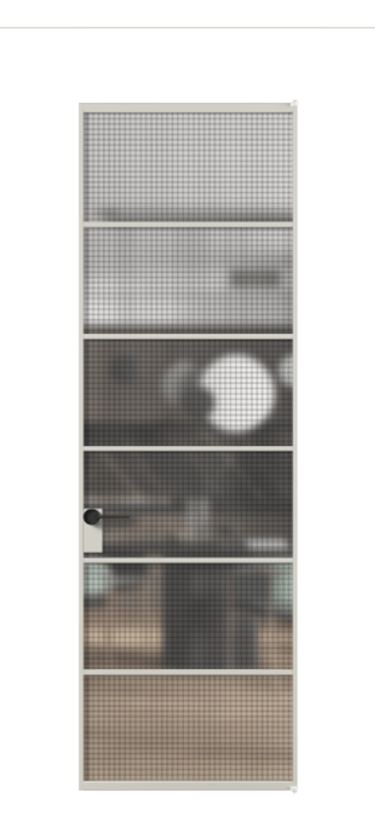 Алюминиевая дверь АЛПЛ040.04 Алюминий тёплый серый Декоративное стекло с сеткой "Mesh silver", триплекс Цена 133950  | Volhovec