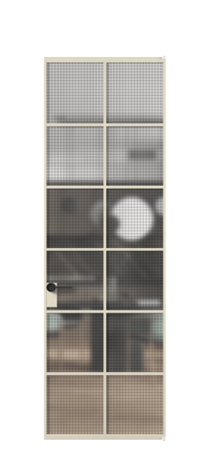 Алюминиевая дверь АЛПЛ040.05 Алюминий бежево-серый Декоративное стекло с сеткой "Mesh silver", триплекс Цена 148420  | Volhovec
