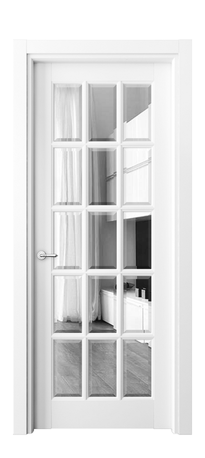 Межкомнатная дверь Тоскана Грильято 6311 Матовый белоснежный Двустороннее зеркало с фацетом, триплекс Цена 133320 ₽ | Volhovec