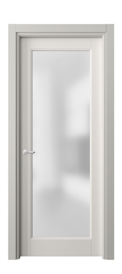 Межкомнатная дверь Тоскана Элегантэ 6300 Матовый пудровый белый Сатинированное стекло Цена 101530 ₽ | Volhovec