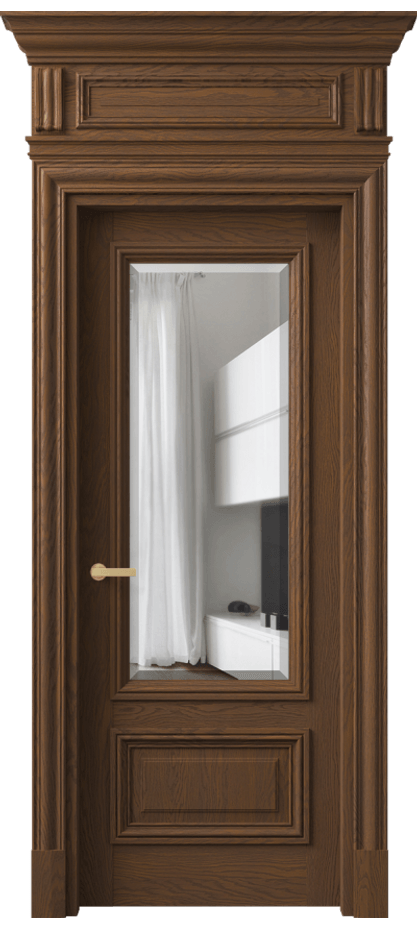 Межкомнатная дверь Антик 7306 Дуб каштановый матовый Прозрачное стекло с фацетом Цена 291440 ₽ | Volhovec