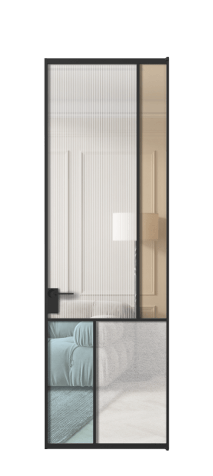 Межкомнатная дверь Mosaic АЛПЛ041.21 Алюминий Черный Комбинация стекол Группы 1 и Группы 3 Цена 165870 ₽ | Volhovec