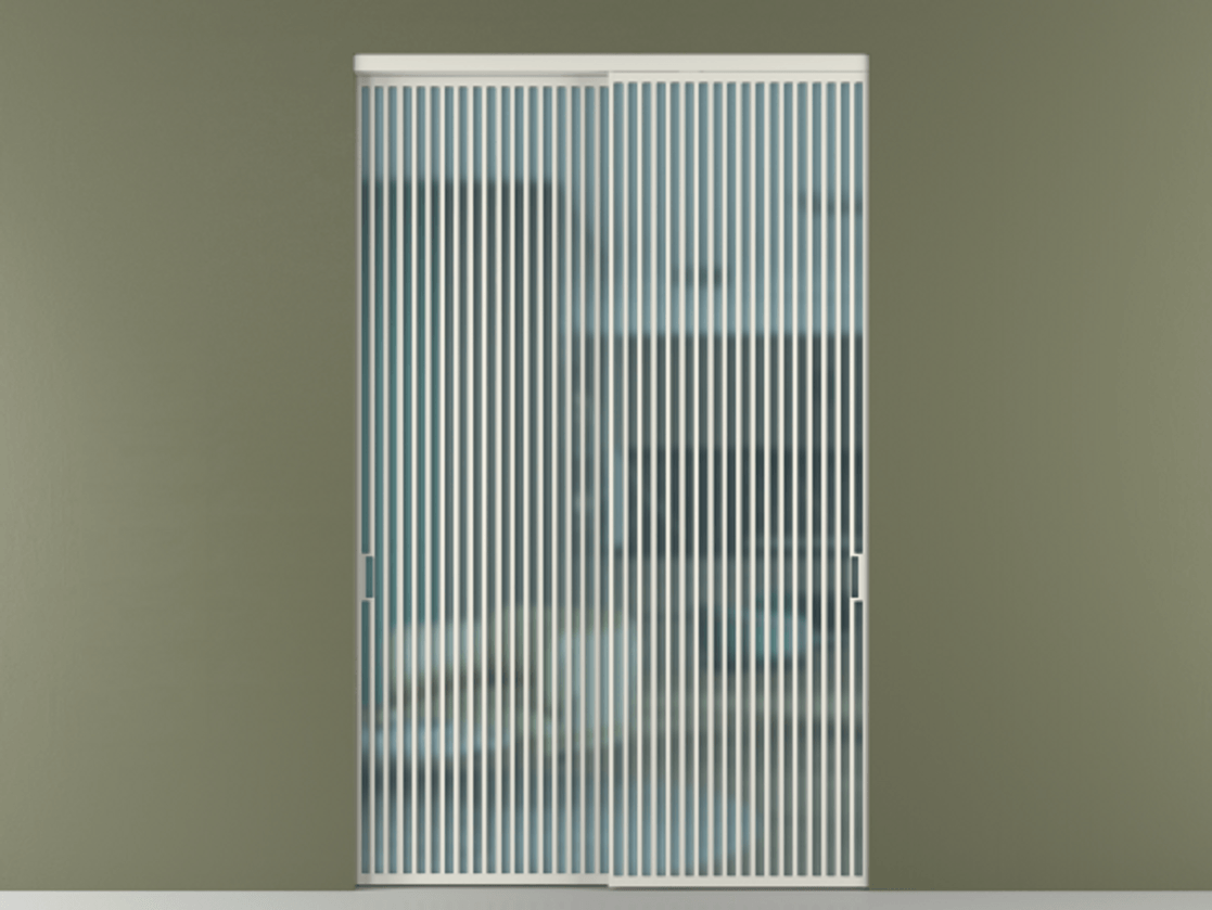 Перегородка Formato внутри проёма 2 створки АЛПР 040.06 Алюминий Белый Сатинированное голубое стекло, триплекс Цена 598840 ₽  | Volhovec