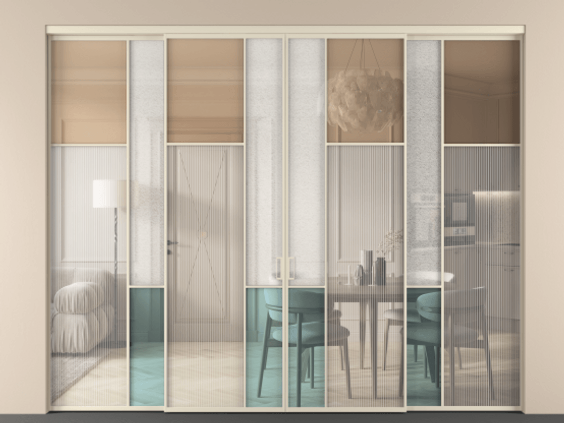 Перегородка Mosaic внутри проёма 4 створки АЛПР 041.11 Алюминий бежево-серый Комбинация стекол Группы 1 и Группы 3. Цена 533410 ₽ . Фабрика дверей Волховец 8 (800) 551 43 19 Перегородка Mosaic внутри проёма 4 створки АЛПР 041.11 Алюминий бежево-серый Комбинация стекол Группы 1 и Группы 3 Цена 533410 ₽ | Volhovec