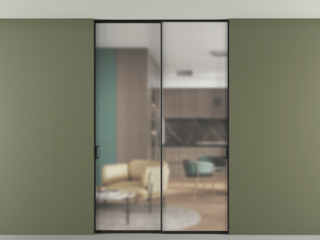 Перегородка Formato внутри проёма двустворчатая со скрытым креплением в потолок АЛПР 040.01 Алюминий Черный Сатинированное стекло "Matelux Crystal Vision", калёное, 6 мм, матовое, каленое 6 мм. Скрытый короб ЧЕР Цена 297660 ₽ 1. Полотно 2 шт. (800/2100 мм)
2. Комплект установки раздвижной системы
3. Базовый комплект фурнитуры
4. Ручка RONDO. Фабрика дверей Волховец 8 (800) 551 43 19 Перегородка Formato внутри проёма двустворчатая со скрытым креплением в потолок АЛПР 040.01 Алюминий Черный Сатинированное стекло "Matelux Crystal Vision", калёное, 6 мм, матовое, каленое 6 мм Цена 297660 ₽ | Volhovec