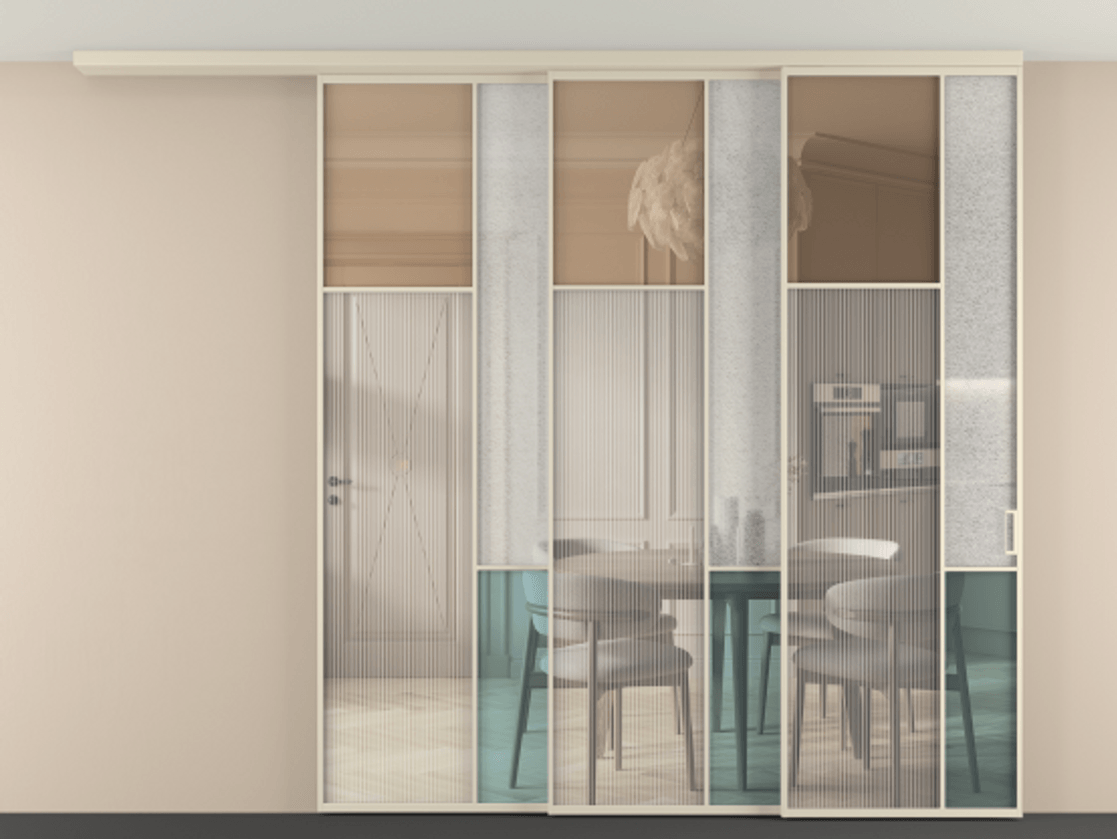 Перегородка Mosaic вдоль стены на потолок 3 створки с синхронным механизмом АЛПР 041.10 Алюминий бежево-серый Комбинация стекол Группы 1 и Группы 3. Цена 568170 ₽ . Фабрика дверей Волховец 8 (800) 551 43 19 Перегородка Mosaic вдоль стены на потолок 3 створки с синхронным механизмом АЛПР 041.10 Алюминий бежево-серый Комбинация стекол Группы 1 и Группы 3 Цена 568170 ₽ | Volhovec