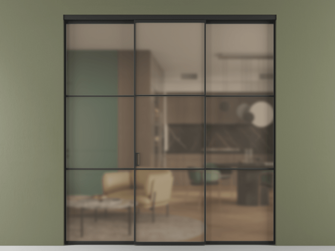 Перегородка Formato внутри проёма трёхстворчатая АЛПР 040.03 Алюминий Черный Сатинированное бронзовое стекло, триплекс. Скрытый короб ЧЕР Цена 309760 ₽ 1. Полотно 3 шт. (800/2100 мм)
2. Комплект установки раздвижной системы
3. Базовый комплект фурнитуры
4.Ручка RONDO. Фабрика дверей Волховец 8 (800) 551 43 19 Перегородка Formato внутри проёма трёхстворчатая АЛПР 040.03 Алюминий Черный Сатинированное бронзовое стекло, триплекс Цена 309760 ₽ | Volhovec