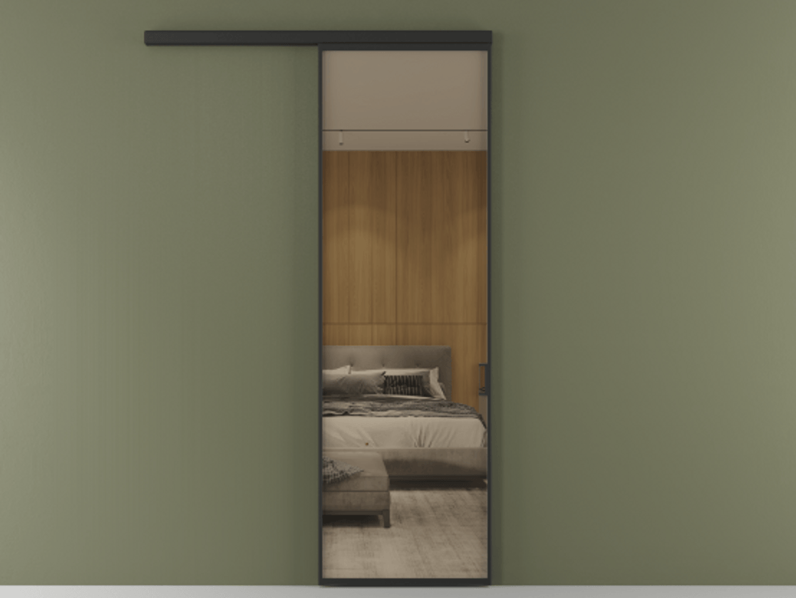 Перегородка Formato вдоль стены 1 створка АЛПР 040.01 Алюминий Черный Рефлективное бронзовое стекло "Stopsol", калёное Цена 130900 ₽  | Volhovec