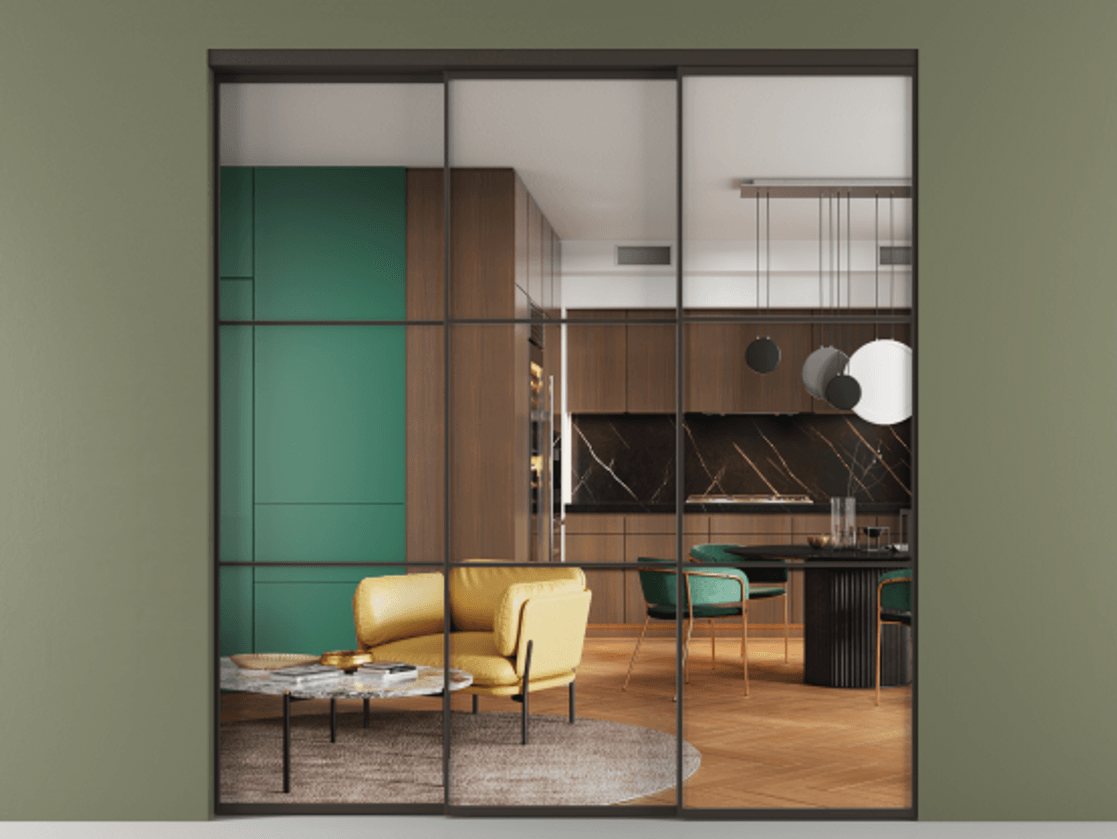 Перегородка Formato внутри проёма 3 створки с синхронным механизмом АЛПР 040.03 Алюминий антрацит Прозрачное стекло "Crystal Vision", калёное. Цена 454960 ₽ 1. Полотно 3 шт. (800/2100 мм)
2. Комплект установки раздвижной системы
3. Базовый комплект фурнитуры
4. Комплект фурнитуры телескопик синхро-2
5.Ручка RONDO
. Фабрика дверей Волховец 8 (800) 551 43 19 Перегородка Formato внутри проёма 3 створки с синхронным механизмом АЛПР 040.03 Алюминий антрацит Прозрачное стекло "Crystal Vision", калёное Цена 454960 ₽ | Volhovec