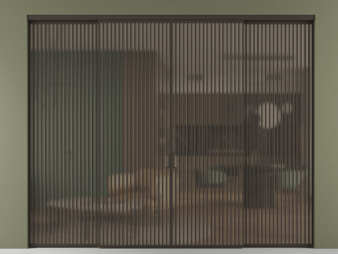 Перегородка Формато внутри проёма 4 створки АЛПР 040.06 Алюминий антрацит Сатинированное бронзовое стекло, триплекс Цена 677710 ₽  | Volhovec