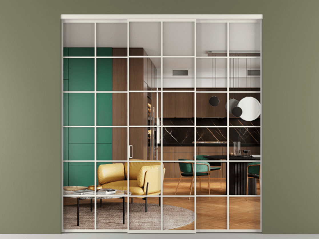 Перегородка Формато внутри проёма 3 створки АЛПР 040.05 Алюминий Белый Прозрачное стекло "Кристал Вижн", калёное Цена 303230 ₽ | Volhovec