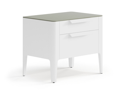 Мебель Тумба прикроватная Piega 2 ящика. Цвет Матовый белоснежный. Материал Гладкая эмаль. Коллекция Тумба прикроватная Piega 2 ящика. Картинка.