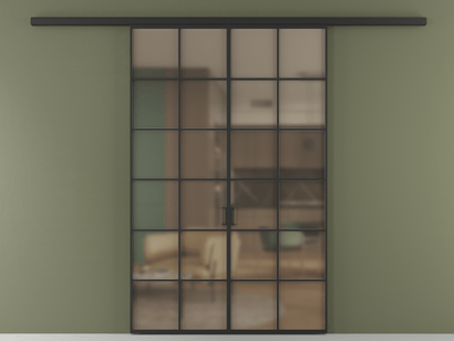 Алюминевая перегородка vd2_05 Бронза сатин триплекс ЧЕР. Цвет Алюминий Черный. Материал Алюминий. Коллекция Перегородка Formato вдоль стены двустворчатая. Картинка.