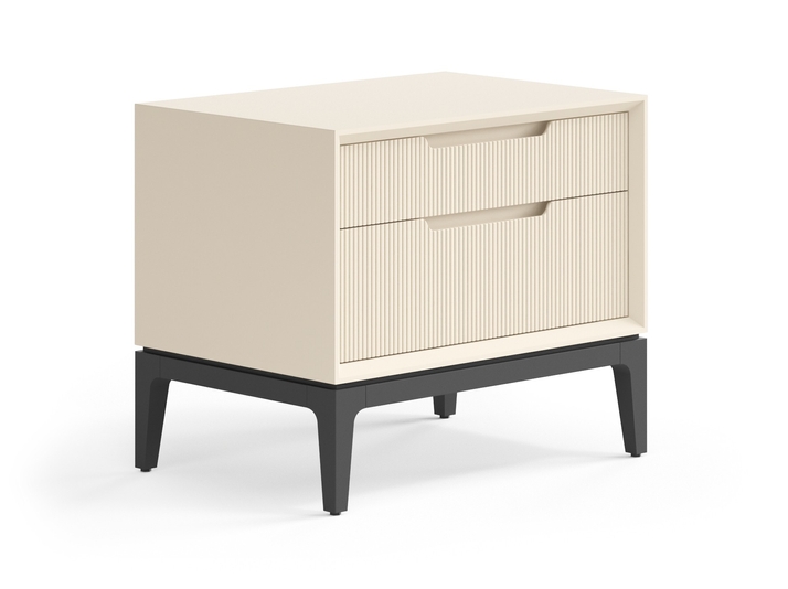 Мебель Тумба прикроватная Velvet 2 ящика. Цвет Матовый светло-бежевый. Материал Гладкая эмаль. Коллекция Тумба прикроватная Velvet 2 ящика. Картинка.